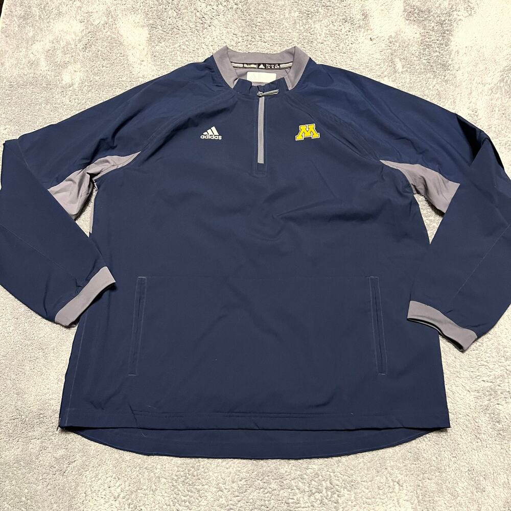 Adidas Jacket Mens XL Michigan Wolverines Long Convertible Sleeve Quarter Zip